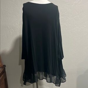 NY Collection Black Kimono with Ruffle Hem